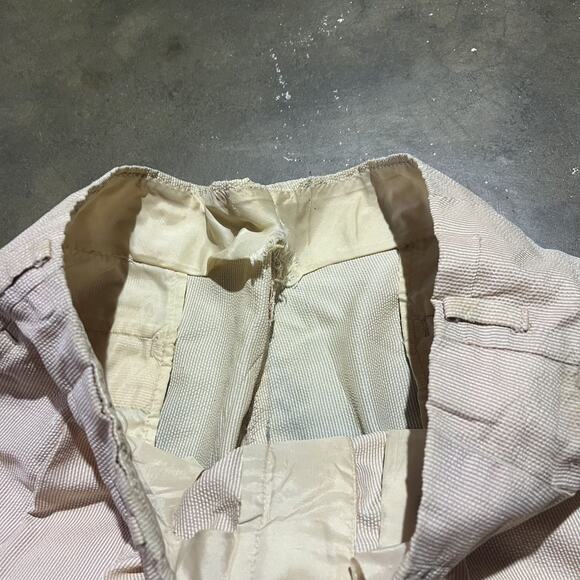 Vintage 60s Orange Seersucker Nylon Striped Pants 32x30 - Picture 7 of 7